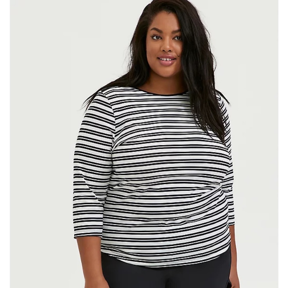Torrid Black & White Stripe Layering Swim Shirt Size 2 Plus Size Beach Vacation